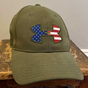 Under Armour Men's Freedom Blitzing Hat Olive Green Baseball Hat American Flag